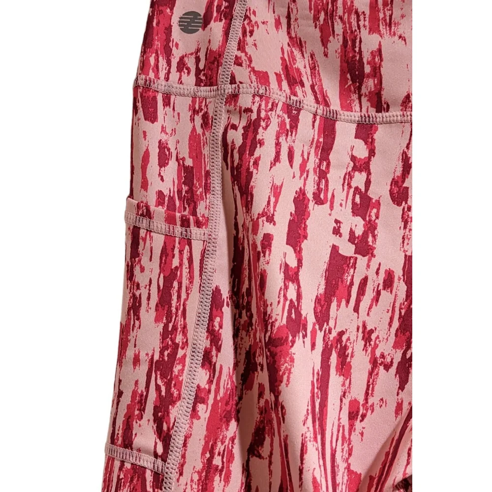 Zella Leggings Girl Lrg Pink Print Athletic High Waist Yoga Pockets NWOT